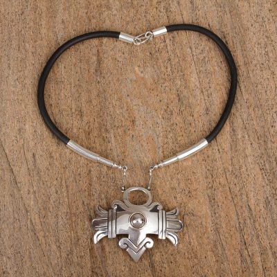 Sterling silver choker, 'Aztec Warrior' - Sterling silver choker