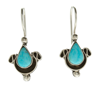 Turquoise and Sterling Silver Drop EarringsMexico