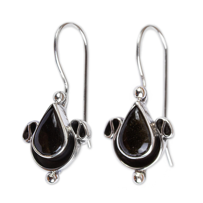 Fair Trade Sterling Silver Obsidian Earrings