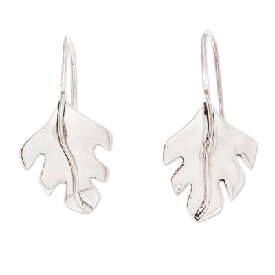 Sterling silver drop earrings, 'Phantom Leaves' - Collectible Taxco Silver Jewellery Drop Earrings