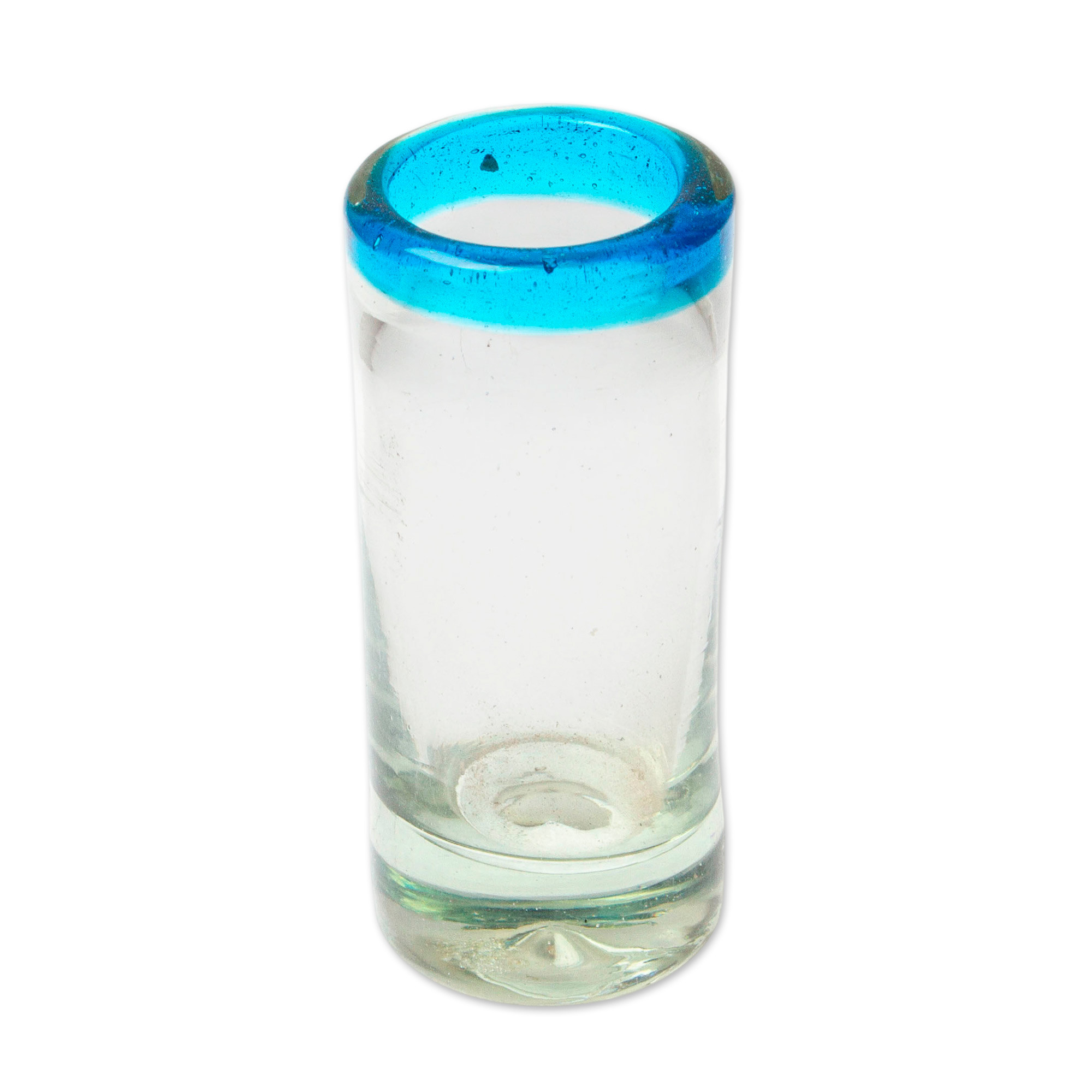Dos Sueños Mexican Hand Blown Tequila Shot Glasses - Aqua Rim - 2oz...