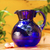 Glass pitcher, 'Cobalt Light' - Handblown Glass Recycled Classic Blue Pitcher Serveware (image 2) thumbail