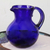 Glass pitcher, 'Cobalt Light' - Handblown Glass Recycled Classic Blue Pitcher Serveware (image 2b) thumbail