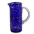 Glass pitcher, 'Dotted Blue' - Hand Blown Glass Pitcher 33 Oz Tall Clear Mexico
