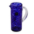 Glass pitcher, 'Dotted Blue' - Hand Blown Glass Pitcher 33 Oz Tall Clear Mexico (image 2b) thumbail