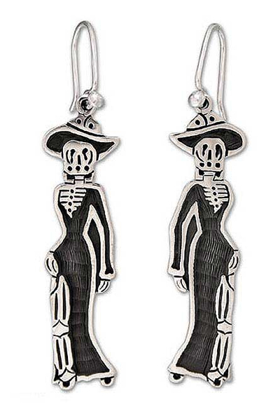 925 Sterling Silver Mexico Day of the Dead Earrings