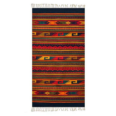 Zapotec wool rug, 'Color Fiesta' (2.5x5) - Handmade Zapotec Wool Area Rug (2.5x5)