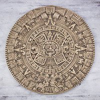 Ceramic plaque, 'Aztec Sunstone' - Mexico Collectible Archaeological Ceramic Calendar