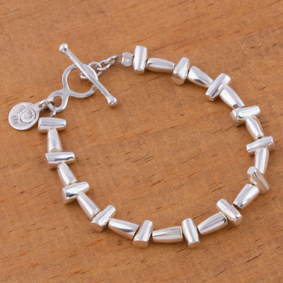 Sterling silver link bracelet, 'Sun Circle' - Unique Sterling Silver Link Bracelet