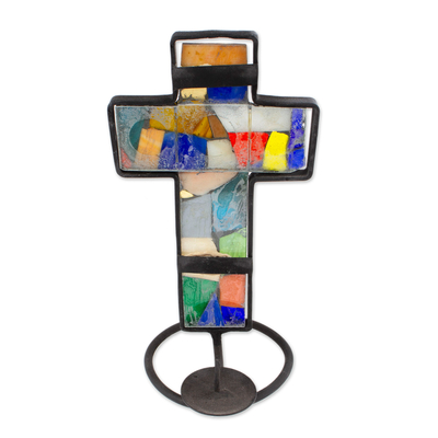 Stained glass candleholder, 'Color of Light' - Stained glass candleholder