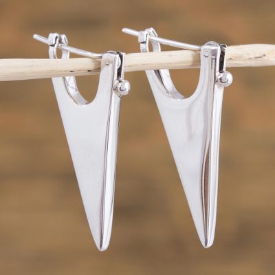 Sterling silver drop earrings, 'Mystic Lance' - Sterling silver drop earrings