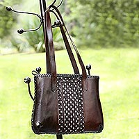 Leather handbag, 'Carolina' - Handcrafted Leather Shoulder Bag from Mexico