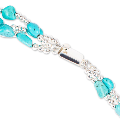 Turquoise torsade necklace, 'Three Paths' - Turquoise Allure Sterling Silver Choker Necklace