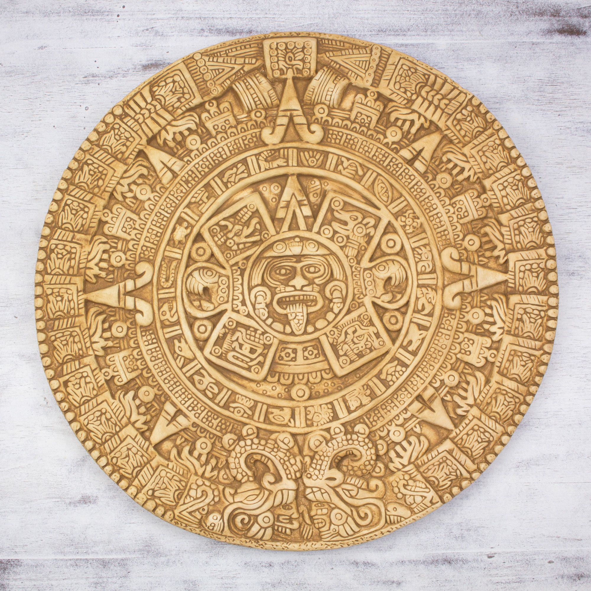 UNICEF Market Fair Trade Ceramic Aztec Calendar Aztec Sun Stone