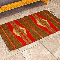 Diamond Motif Wool Area Rug (3x4.5) - Inca Realm