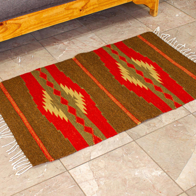 Zapotec wool rug, 'Warm Sierra' (2x3.5) - Zapotec wool rug (2x3.5)