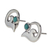 Turquoise button earrings, 'Silver Lilies' - Fair Trade Women's Taxco Silver and Turquoise Earrings (image 2b) thumbail