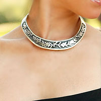 Sterling silver choker, 'Promises' - Fine Taxco Sterling Silver Collar Necklace
