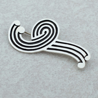 Sterling silver brooch pin, 'Silver Fountain' (medium) - Sterling silver brooch pin (Medium)