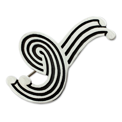 Sterling silver brooch pin, 'Silver Fountain' (medium) - Sterling silver brooch pin (Medium)