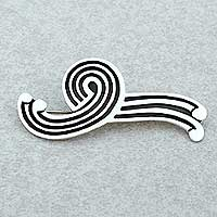 Sterling silver brooch pin, 'Silver Fountain' (large)
