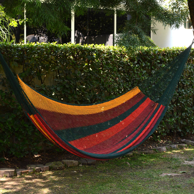 Baumwollhängematte, (doppelt) - Einzigartige Seilhängematte aus Mexiko (Doppelt)