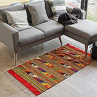 Zapotec wool rug, 'Wave Frieze' (2.5x5) - Mexican Zapotec Area Rug (2.5x5)