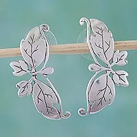 Pendientes colgantes de plata esterlina, 'Butterfly Romance' - Pendientes colgantes de plata esterlina de México