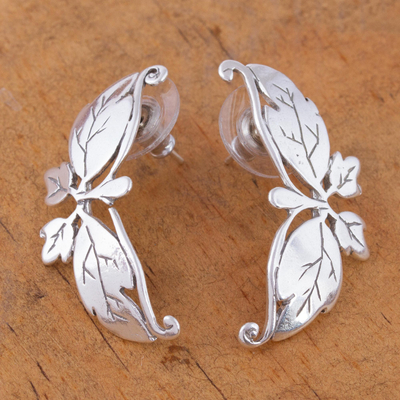 Sterling silver drop earrings, 'Butterfly Romance' - Sterling Silver Drop Earrings from Mexico