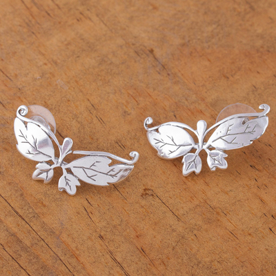 Sterling silver drop earrings, 'Butterfly Romance' - Sterling Silver Drop Earrings from Mexico