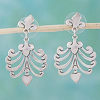 Sterling silver heart earrings, 'Fluttering Hearts'