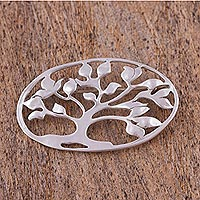 Sterling silver brooch pin, 'Majestic Tree' - Sterling Silver Tree Brooch Pin
