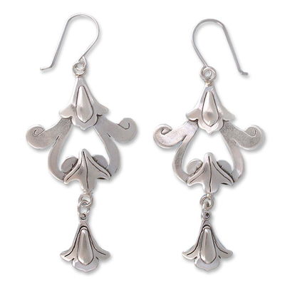 Sterling silver dangle earrings, 'Colonial Chimes' - Ornate Handcrafted Sterling Silver Dangle Earrings