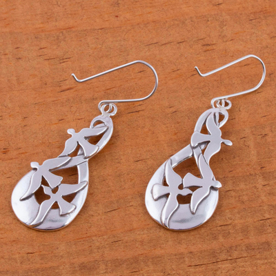 Sterling silver dangle earrings, 'Message of Peace' - Collectible Sterling Silver Bird Earrings