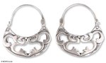 Sterling silver hoop earrings, 'Dancing River' - Silver Hoop Earrings Handmade in Mexico