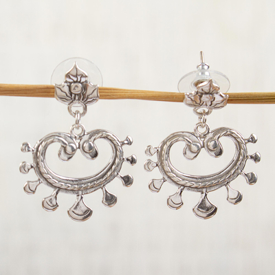 Sterling silver dangle earrings, 'Shining Illusion' - Unique Floral Sterling Silver Dangle Earrings