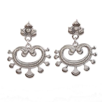 Sterling silver dangle earrings, 'Shining Illusion' - Unique Floral Sterling Silver Dangle Earrings