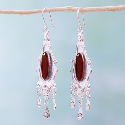 Carnelian chandelier earrings, 'History's Promise' - Carnelian chandelier earrings