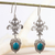 Turquoise dangle earrings, 'Union' - Fair Trade Sterling Silver Turquoise Earrings thumbail