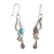 Turquoise dangle earrings, 'Daydream' - Fair Trade Floral Earrings of Silver with Natural Turquoise (image 2c) thumbail
