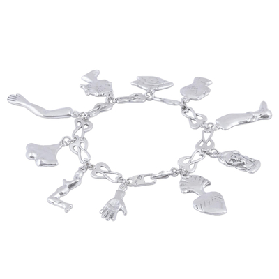 Sterling silver charm bracelet, 'Little Miracles' - Handcrafted Sterling Silver Charm Bracelet