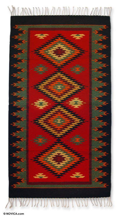 Zapotec wool rug, 'Paths of Life' (3x5) - Zapotec Rug (3x5)