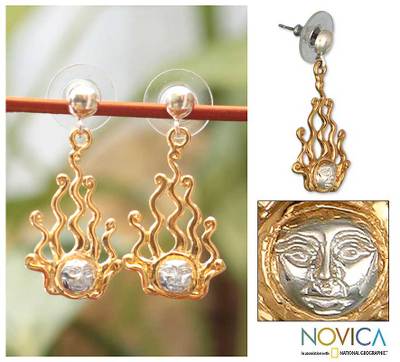 Gold Plated Sterling Silver Dangle Earrings Setting Sun Novica Gold Plated Sterling Silver Dangle Earrings Setting Sun