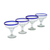 Margarita glasses, 'Happy Hour' (set of 4) - Margaritas Handblown Glass Blue Cocktail Drinkware Set of 4 (image 2c) thumbail