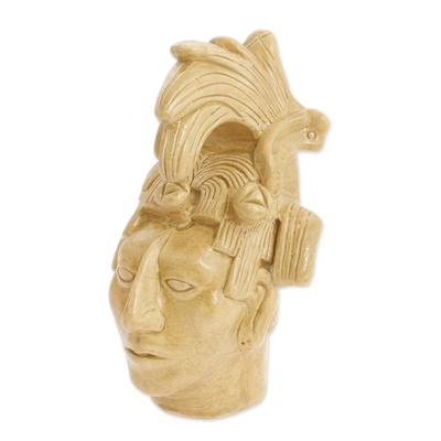 Ceramic statuette, 'Maya King of Palenque in Golden Brown' - Archaeological Ceramic Sculpture Mexico Golden Brown