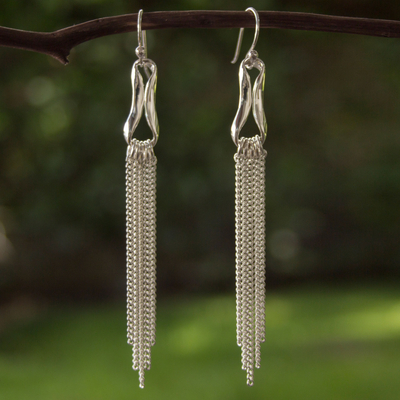 Sterling silver waterfall earrings, 'Imagine' - Sterling silver waterfall earrings