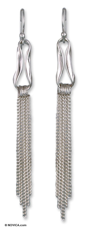 Sterling silver waterfall earrings, 'Imagine' - Sterling silver waterfall earrings