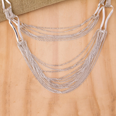 Sterling silver strand necklace, 'Imagine' - Handcrafted Mexican Dramatic Silver Statement Necklace