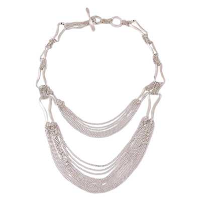 Handcrafted Mexican Dramatic Silver Statement Necklace - Imagine | NOVICA