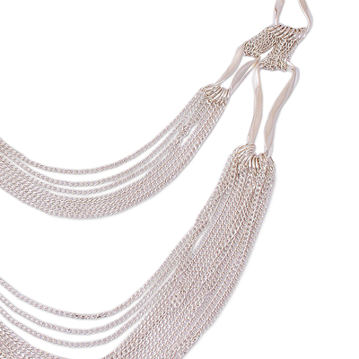 Sterling silver strand necklace, 'Imagine' - Handcrafted Mexican Dramatic Silver Statement Necklace
